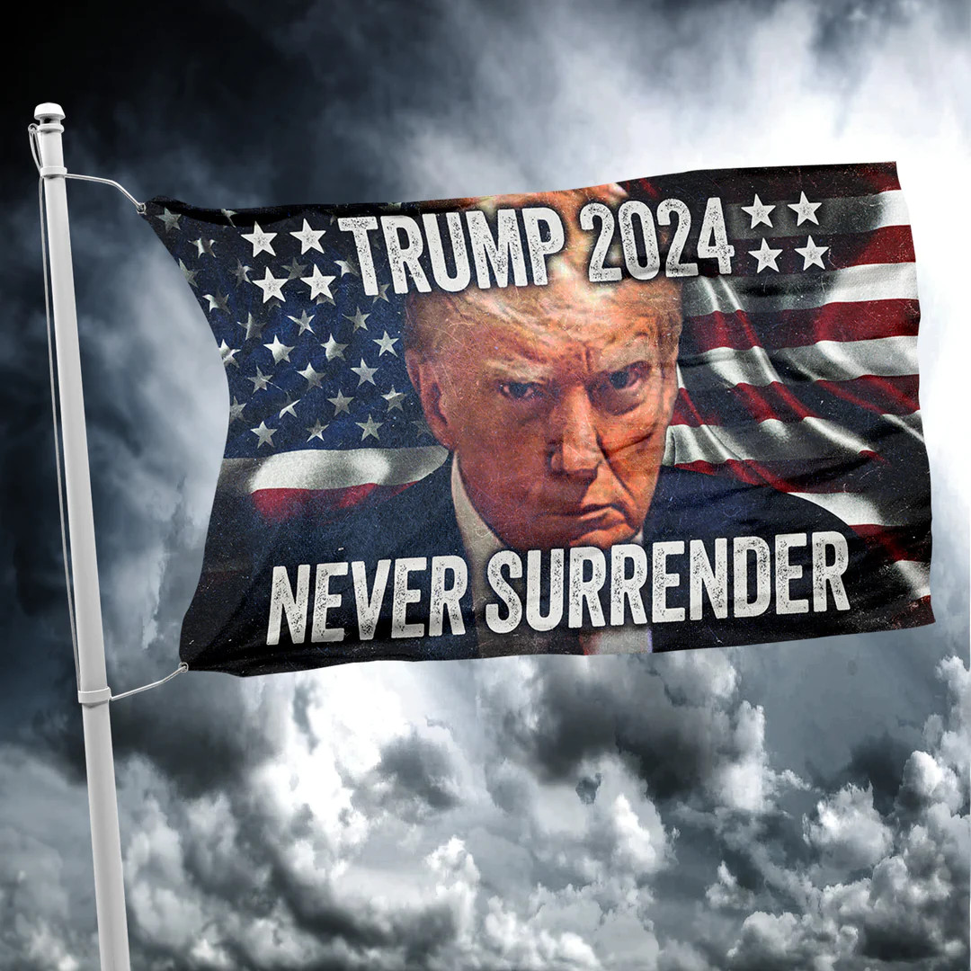 Free Trump Flag 2024 Never Surrender Mugshot